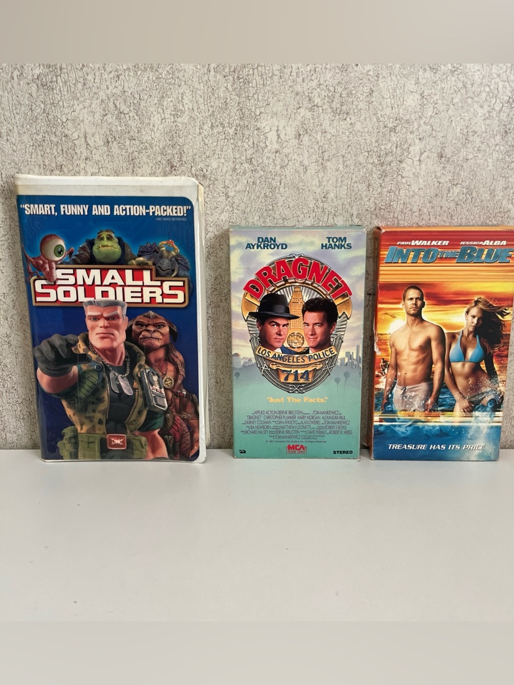 Movie Night VHS Tape Bundle Small Soldiers-Dragnet 1988- Into the Blue 3 movies